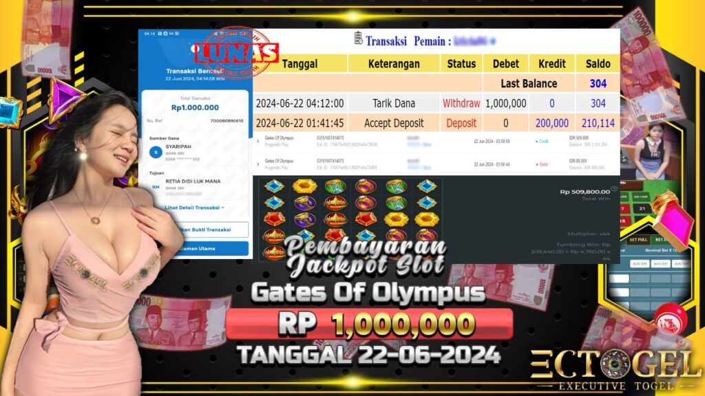 BUKTI JACKPOT SLOT GATES OF OLYMPUS TERPERCAYA DI INDONESIA TGL 22-06-2024