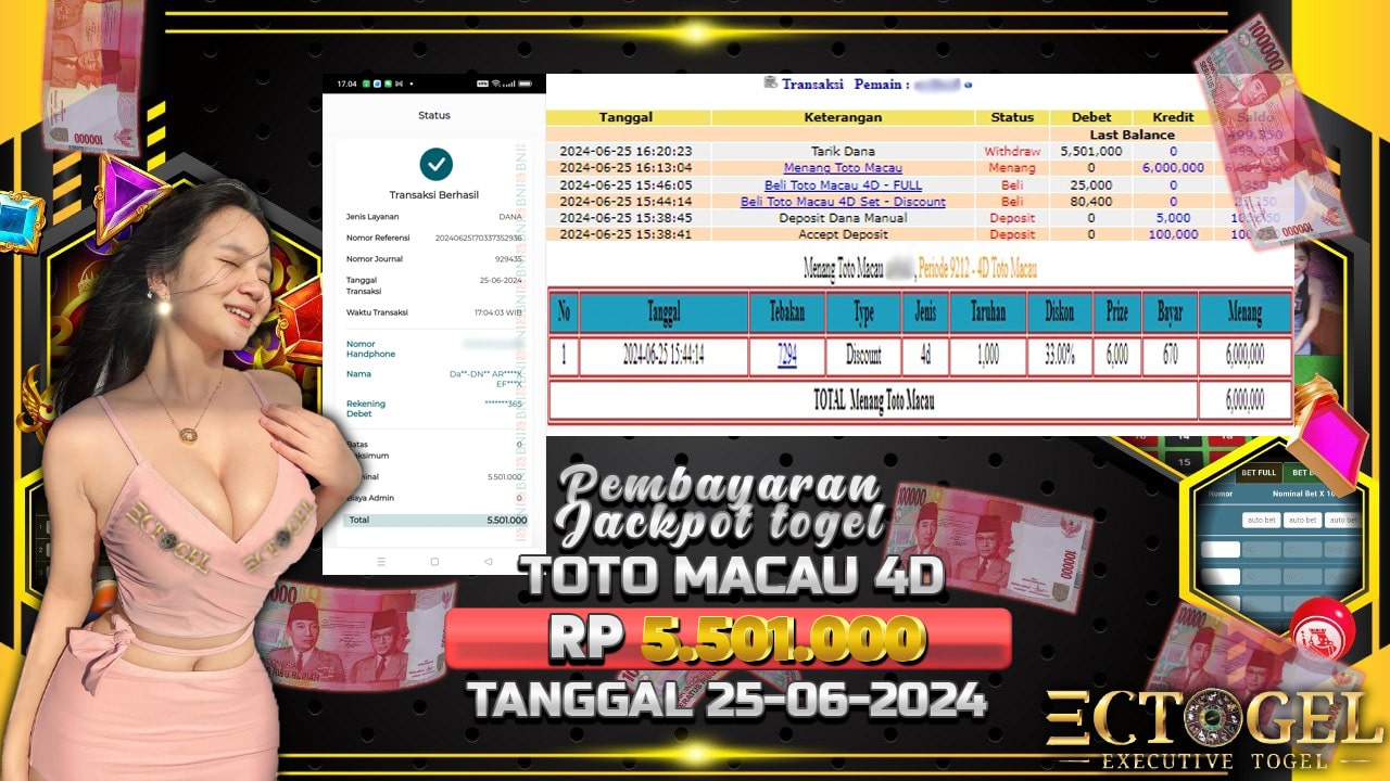 BUKTI JACKPOT TOGEL TOTO MACAU 4D TERPERCAYA DI INDONESIA TGL 25-06-2024