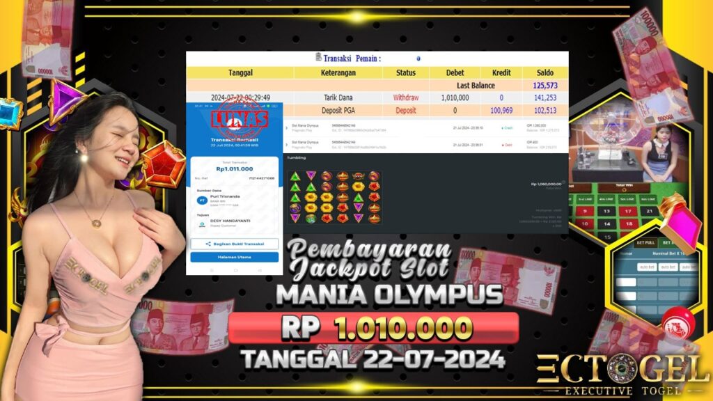 BUKTI JACKPOT SLOT MANIA OLYMPUS TERPERCAYA DI INDONESIA TGL 22-07-2024