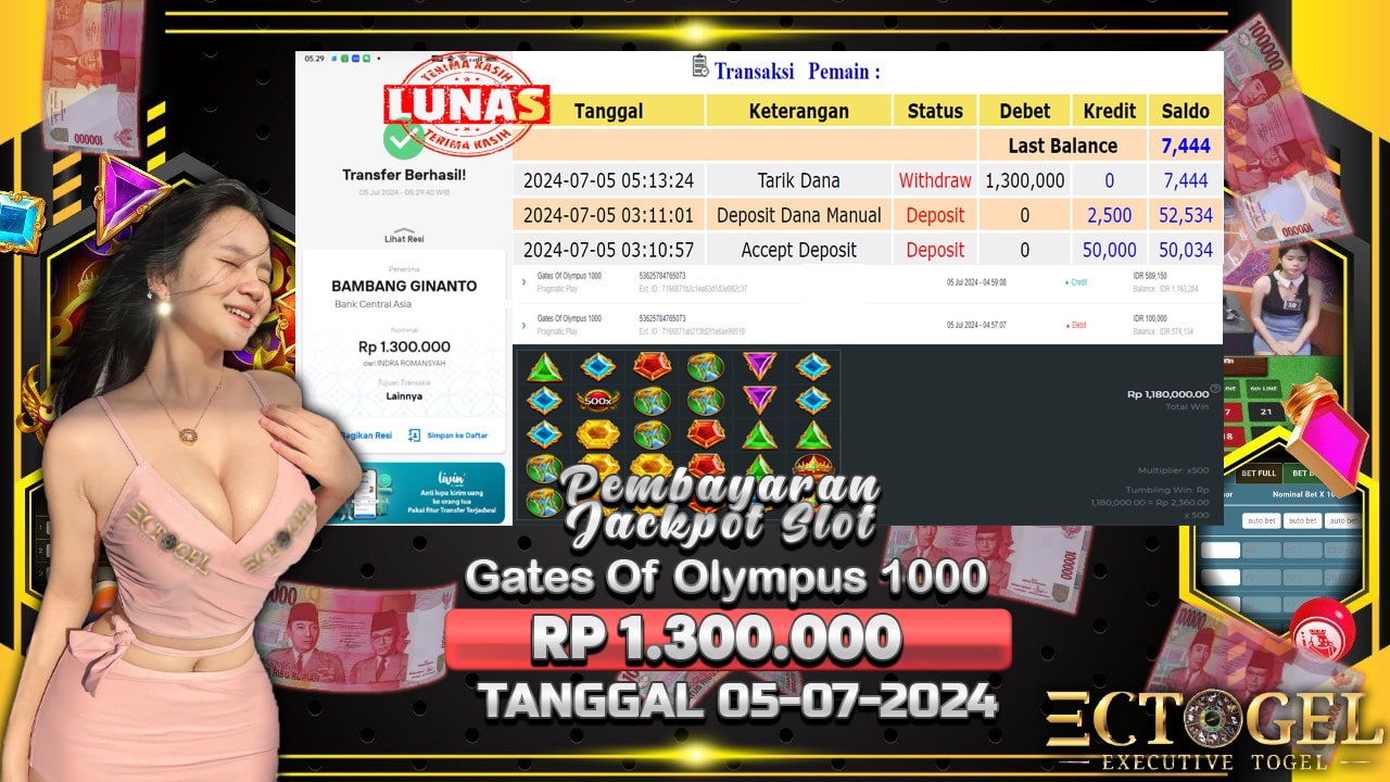 BUKTI JACKPOT SLOT GATES OF OLYMPUS 1000 TERPERCAYA DI INDONESIA TGL 05-07-2024