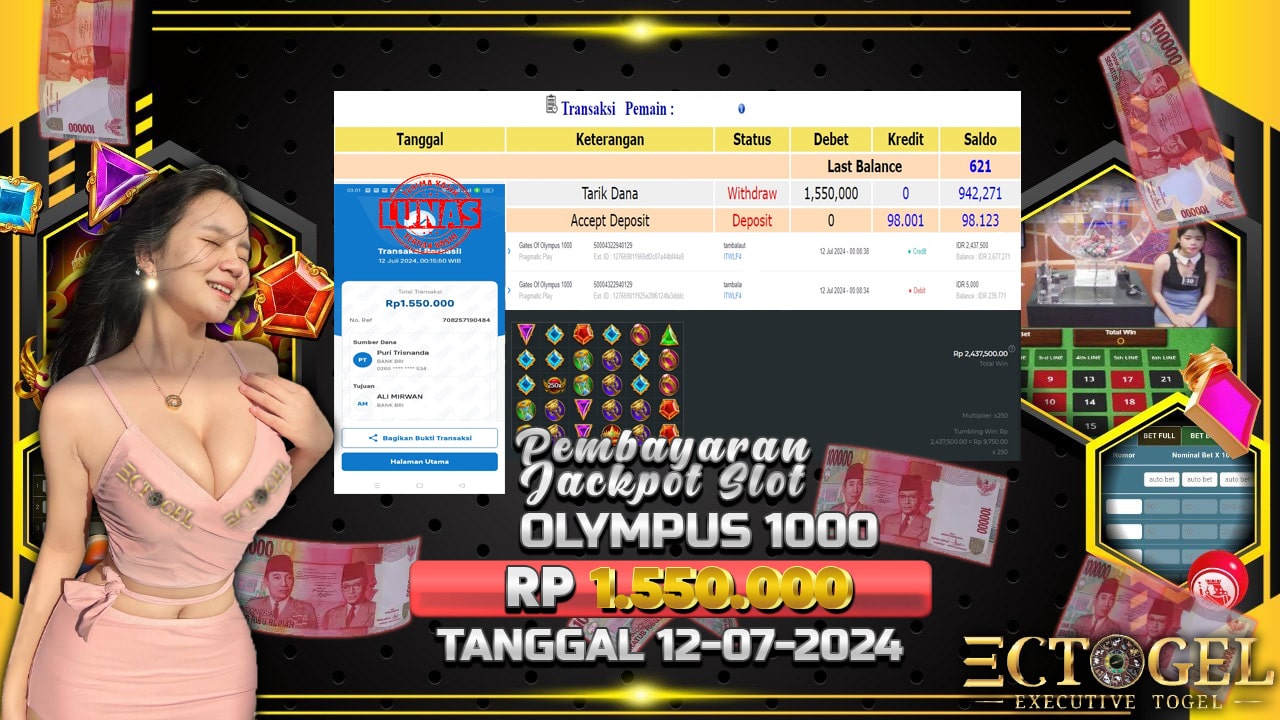 BUKTI JACKPOT SLOT GATES OF OLYMPUS 1000 TERPERCAYA DI INDONESIA TGL 12-07-2024