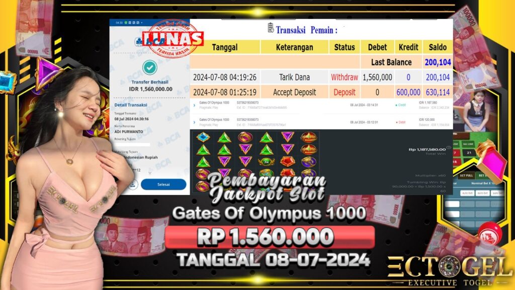 BUKTI JACKPOT SLOT GATES OF OLYMPUS 1000 TERPERCAYA DI INDONESIA TGL 08-07-2024