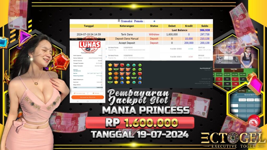 BUKTI JACKPOT SLOT SLOT MANIA PRINCESS TERPERCAYA DI INDONESIA TGL 19-07-2024