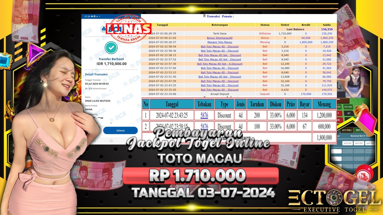 BUKTI JACKPOT TOGEL TOTO MACAU TERPERCAYA DI INDONESIA TGL 03-07-2024