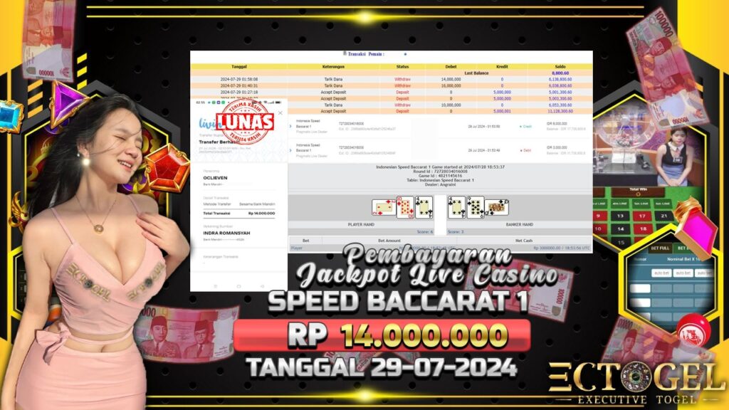 BUKTI JACKPOT SPEED BACCARAT 1 TERPERCAYA DI INDONESIA TGL 29-07-2024