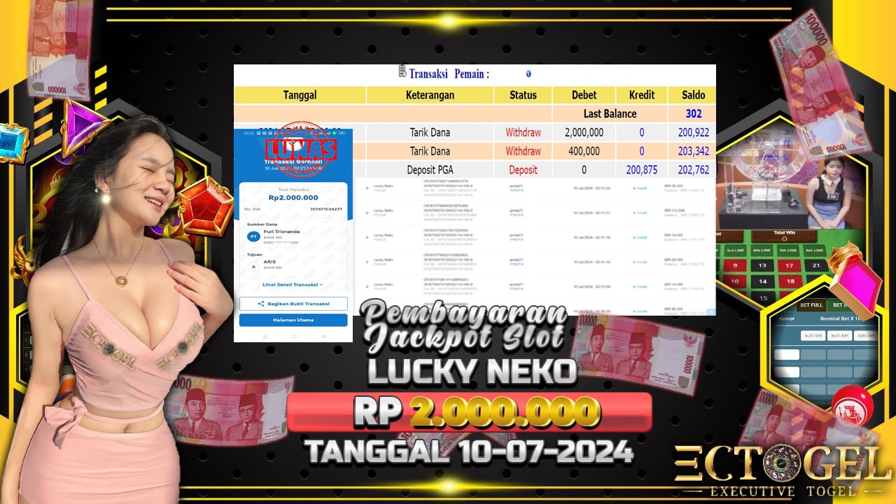 BUKTI JACKPOT SLOT LUCKY NEKO TERPERCAYA DI INDONESIA TGL 10-07-2024