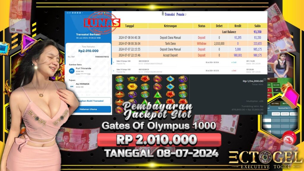 BUKTI JACKPOT SLOT GATES OF OLYMPUS 1000 TERPERCAYA DI INDONESIA TGL 08-07-2024