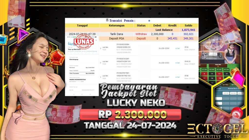 BUKTI JACKPOT SLOT LUCKY NEKO TERPERCAYA DI INDONESIA TGL 24-07-2024