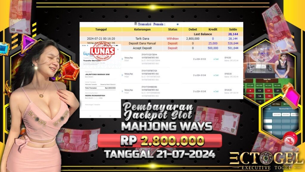 BUKTI JACKPOT SLOT MAHJONG WAYS TERPERCAYA DI INDONESIA TGL 21-07-2024