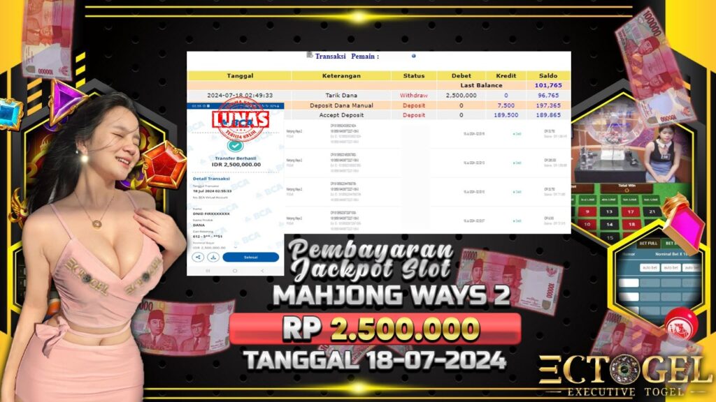 BUKTI JACKPOT SLOT MAHJONG WAYS 2 TERPERCAYA DI INDONESIA TGL 18-07-2024