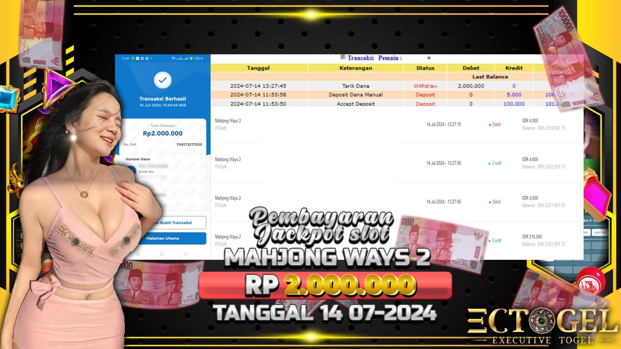 BUKTI JACKPOT SLOT MAHJONG WAYS 2 TERPERCAYA DI INDONESIA TGL 14-07-2024