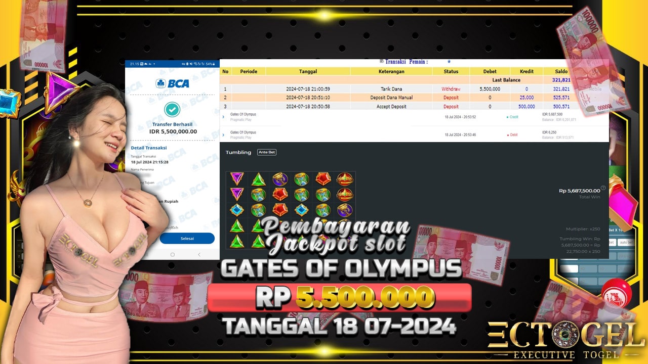 BUKTI JACKPOT SLOT GATES OF OLYMPUS TERPERCAYA DI INDONESIA TGL 18-07-2024