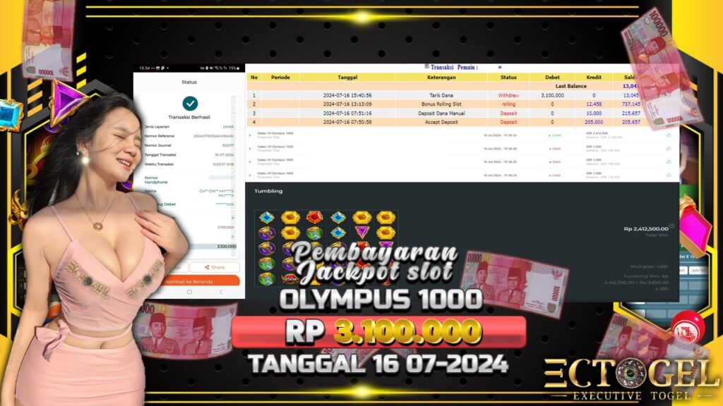 BUKTI JACKPOT SLOT GATES OF OLYMPUS 1000 TERPERCAYA DI INDONESIA TGL 16-07-2024