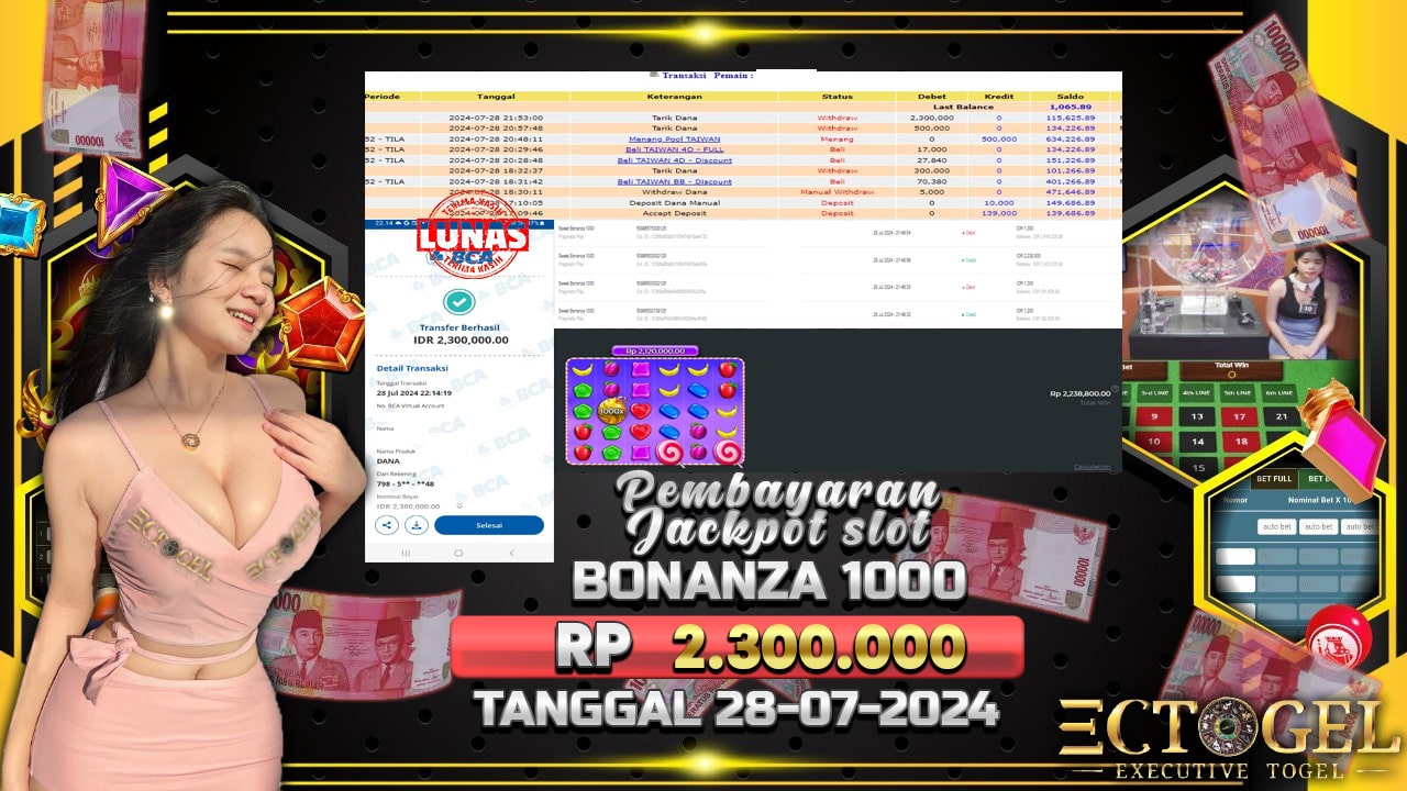 BUKTI JACKPOT SLOT SWEET BONANZA 1000 TERPERCAYA DI INDONESIA TGL 28-07-2024