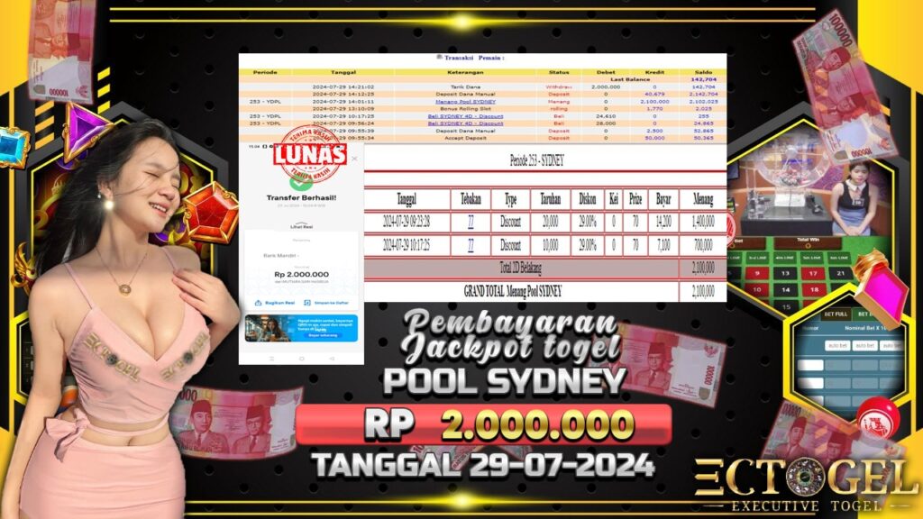 BUKTI JACKPOT TOGEL ONLINE POOL SYDNEY TERPERCAYA DI INDONESIA TGL 29-07-2024