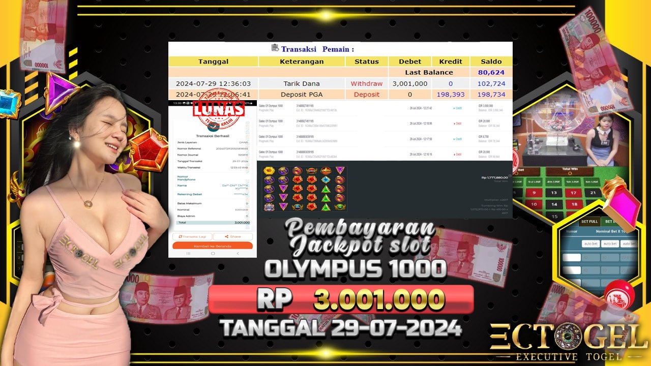 BUKTI JACKPOT SLOT GATES OF OLYMPUS 1000 TERPERCAYA DI INDONESIA TGL 29-07-2024