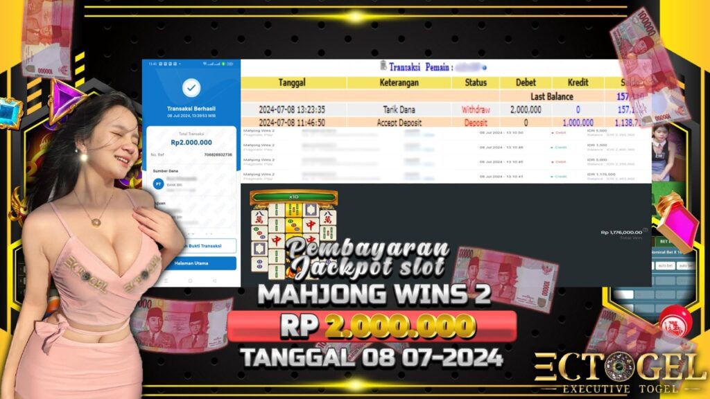 BUKTI JACKPOT SLOT MAHJONG WINS 2 TERPERCAYA DI INDONESIA TGL 08-07-2024